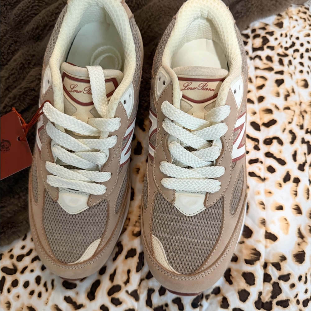 New Balance Women's Tan and White Sneakers